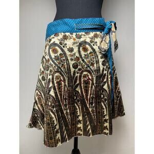 Kariza Vintage Women's Y2K Silky Fairy Whimsical Floral Reversible Wrap Skirt OS